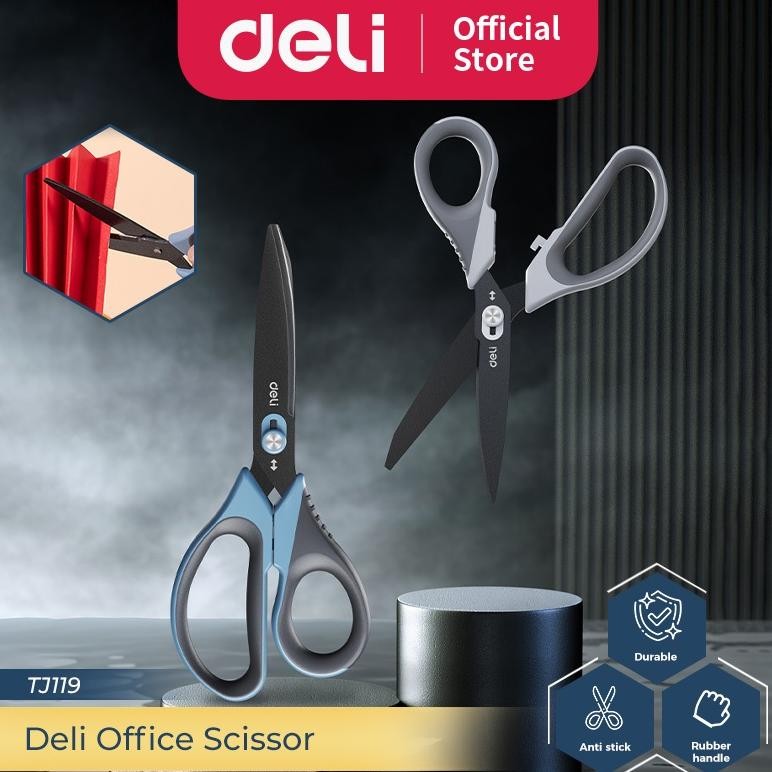 

TERLARIS Deli Scissor / Gunting Kertas 2in1 Anti Karat Pembuka Paket Gunting Kain Cutter TJ119 Siap kirim