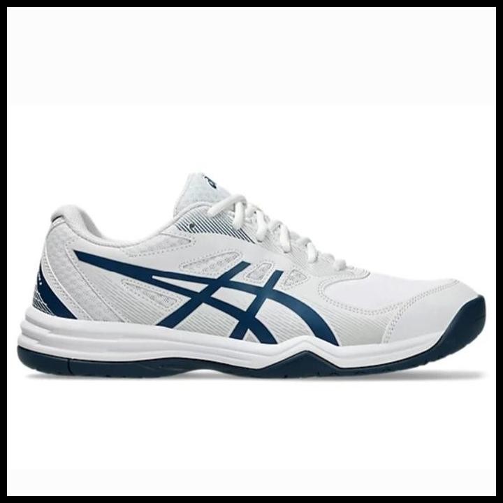 Sepatu Tenis Pria Asics Court Slide White Mako Blue 1041A335.103 Original Best Seller