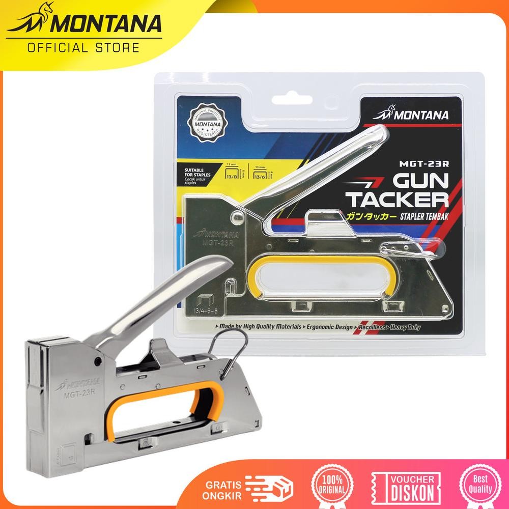 

TERMURAH MONTANA Gun Tacker Stapler Tembak 17.5x8x2.2 Cm Hekter Staples MGT-23R Siap kirim