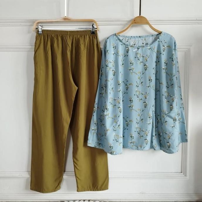 BABYDOLL SETELAN ONE SET PIYAMA WANITA DEWASA RAYON - LENGAN PANJANG