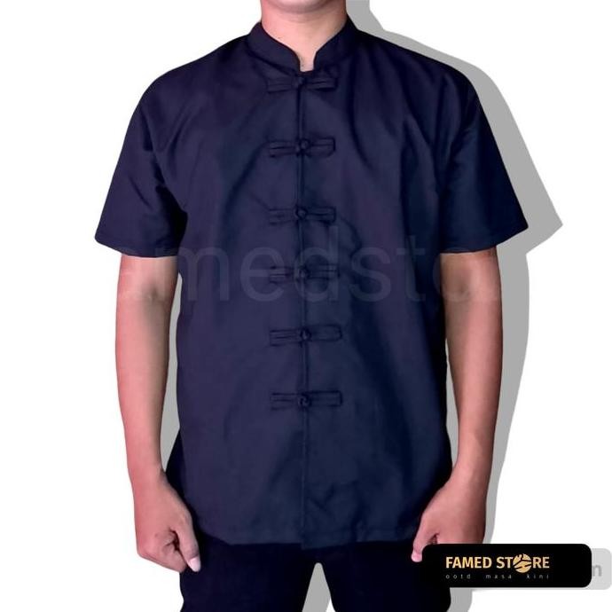 KEMEJA CHINA CHEONGSAM PRIA WARNA HITAM - KEMEJA PRIA CINA POLOS