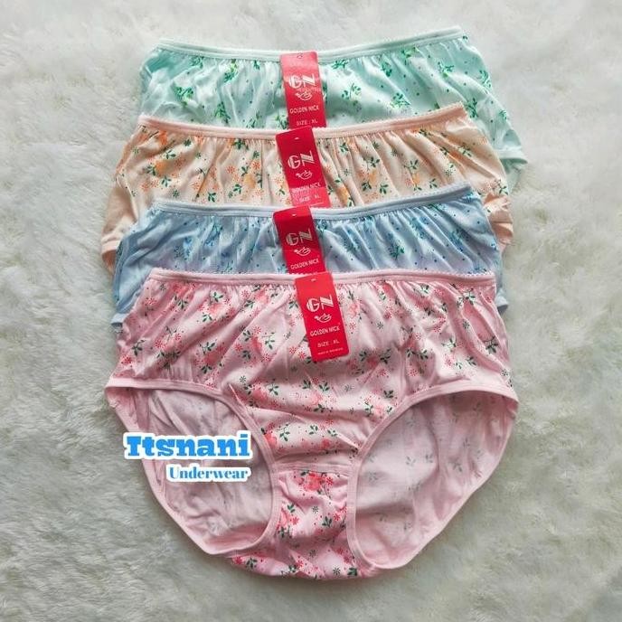 CD WANITA GOLDEN NICK 937 SABLON BUNGA 6-12 PCS | CELANA DALAM CEWEK GN MOTIF KEMBANG LUSINAN BAHAN 