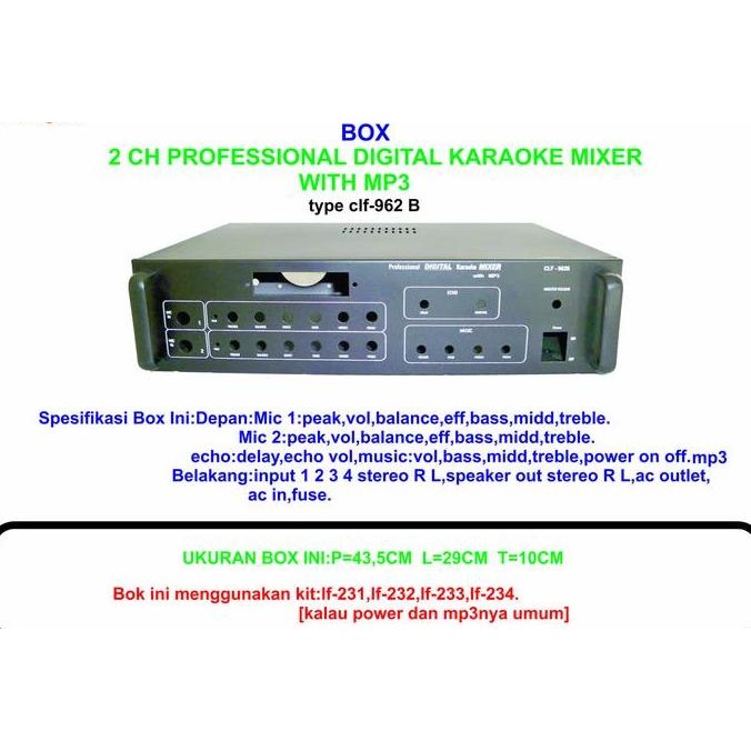 Box 2 Ch Professional Digital Karaoke Mixer  Plus Mp3 Clf 962B New Stok