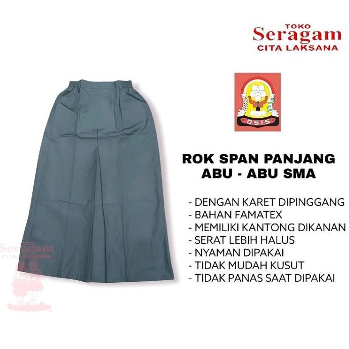 Tersedia Rok Span Panjang Abu - Abu Seragam Sekolah