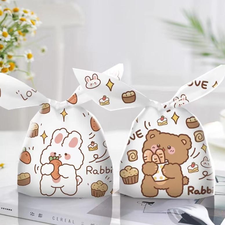 

Ready 50Buah Tas Kemasan Snack Kelinci Plastik/Tas Kado Biskuit Ukuran Kecil