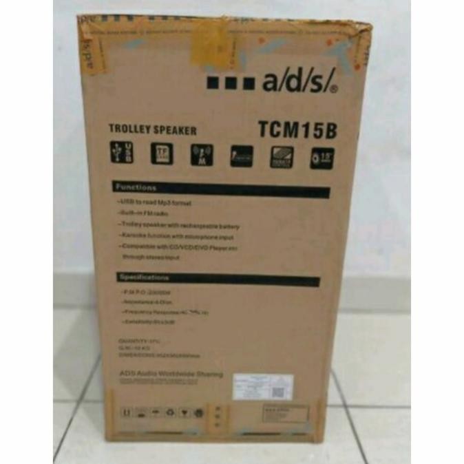 Speaker Portable Ads Tcm 15 B 15 Inch Bluetooth Resmi New Stok