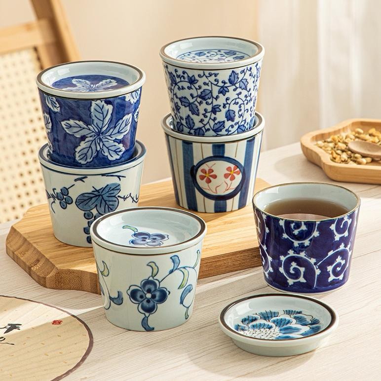 Terlaris GL 25 SATUAN Gelas Mug Keramik Ocha Teh Dessert Air dengan Tutup Tatakan Tahan Panas Oven M