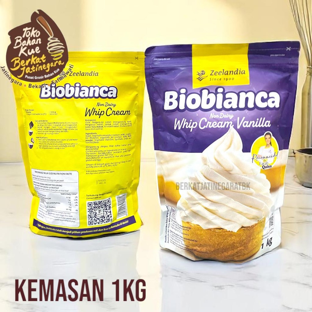 

BIOBIANCA WHIP CREAM VANILLA KEMASAN 1 KG / WHIP CREAM VANILA INSTAN