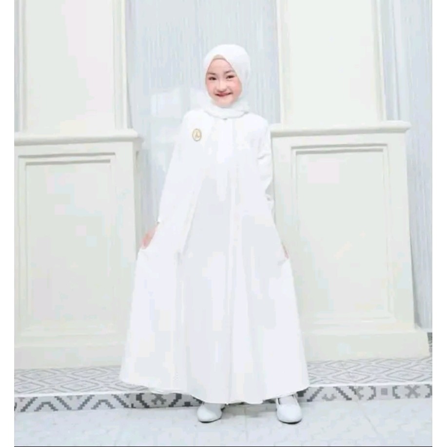 RECOMMENDED SABIRA GAMIS PUTIH MANASIK HAJI COUPLE IBU & ANAK/BAHAN CRINKLE MIX SWAROSKY/BAJU GAMIS