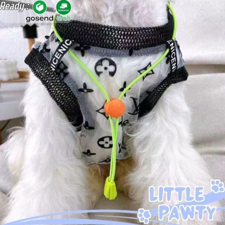 (Terbaru) Littlepawty - LV Transparent Top | Baju Anjing Kucing Kaos Sport Branded Transparan Premiu