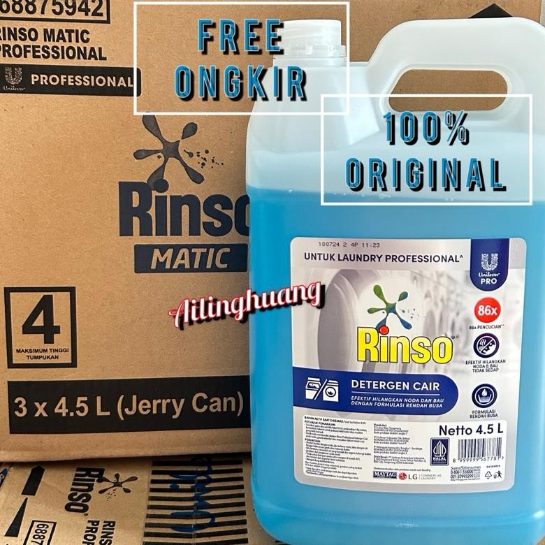 NEW INSTAN - 1 DUS RINSO 4,5L ISI 3JR / 1DUS RINSO MATIC CAIR 1,65L ISI 6PC / RINSO 4,5L / RINSO CAI