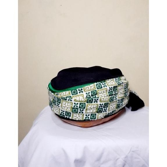 Peci batik laut imamah blangkon biru udeng santri modern permanen  siap  di pakai