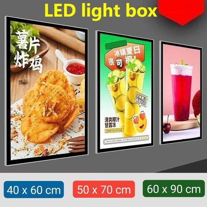 

Frame Display Poster plus Lampu LED Advertising Lightpad Aluminium White Polos Pajangan Toko Cafe dll