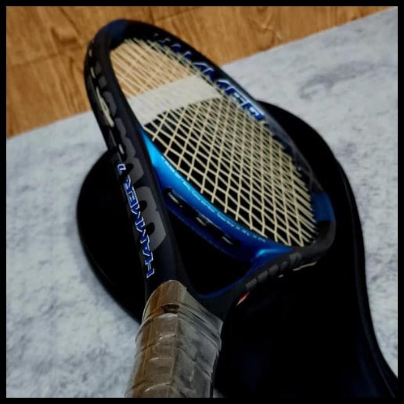 RAKET TENIS LAPANGAN WILSON HAMMER MATRIX CARBON SIAP PAKAI - BLUE