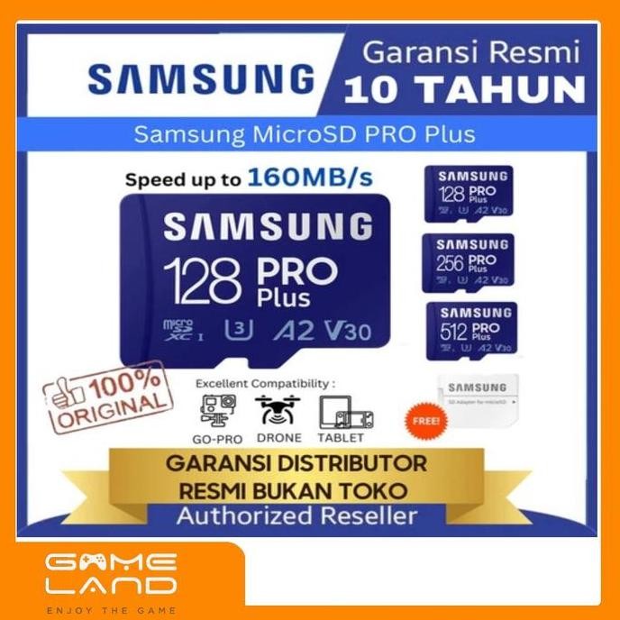 Samsung Microsd Pro Plus 128Gb / 256Gb / 512Gb Microsdsdxc Memory Card New Stok