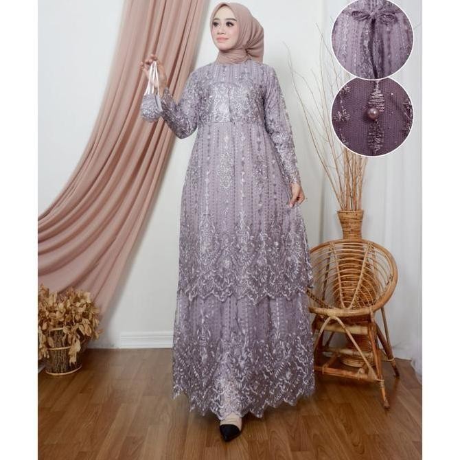 Tersedia SR Kebaya / Gamis Tingkat Azza SF / Kebaya Gamis Brokat Mewah Modern / Kebaya Gamis Pesta /