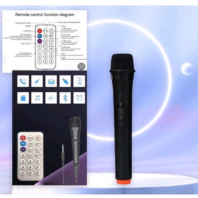 Grosir Kimiso Qs-889 Free 1 Mic Wireless + Mic Kabel Speaker Karaoke 8.8 Inch Full Bass