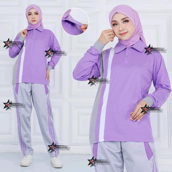 Tersedia Baju Olahraga Senam Wanita 1 set / Setelan Baju Olahraga Lengan Panjang / Seragam Olahraga 