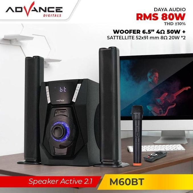 Murah Smart HomeAdvance Speaker Bluetooth Bass Speaker Portable Speaker Aktif Subwoofer 60Bt