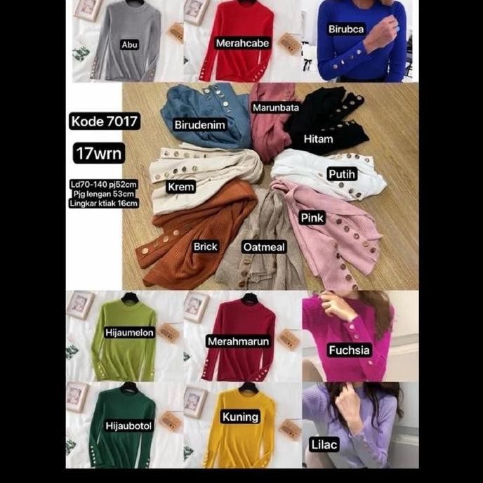 (Expert) Iner Rajut 7017 Top Blouse Panjang Atasan Kancing on Baju Knitwear Wanita Casual Cewek Dewa