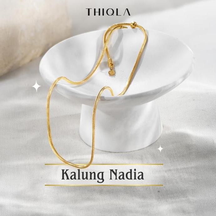 THIQLA Kalung Wanita Nadia - Kalung Dilapisi 5 Lapisan Emas Asli - Garansi SEUMUR HIDUP untuk Kalung