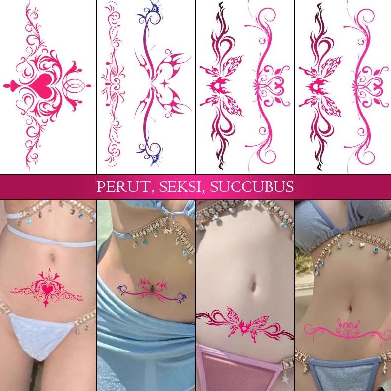10pcs/set tato tempel untuk wanita, perut, seksi, succubustatto temporer,tato temporer, AST