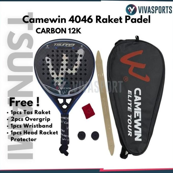 Premium CAMEWIN 4046 TSUNAMI 12K Padel Racket | Raket Padel
