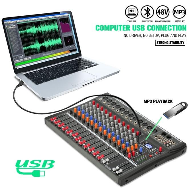 CT120S PENGADUK AUDIO PROFESIONAL 12SALURAN MIXER EFEK GEMA BAWAAN MEN