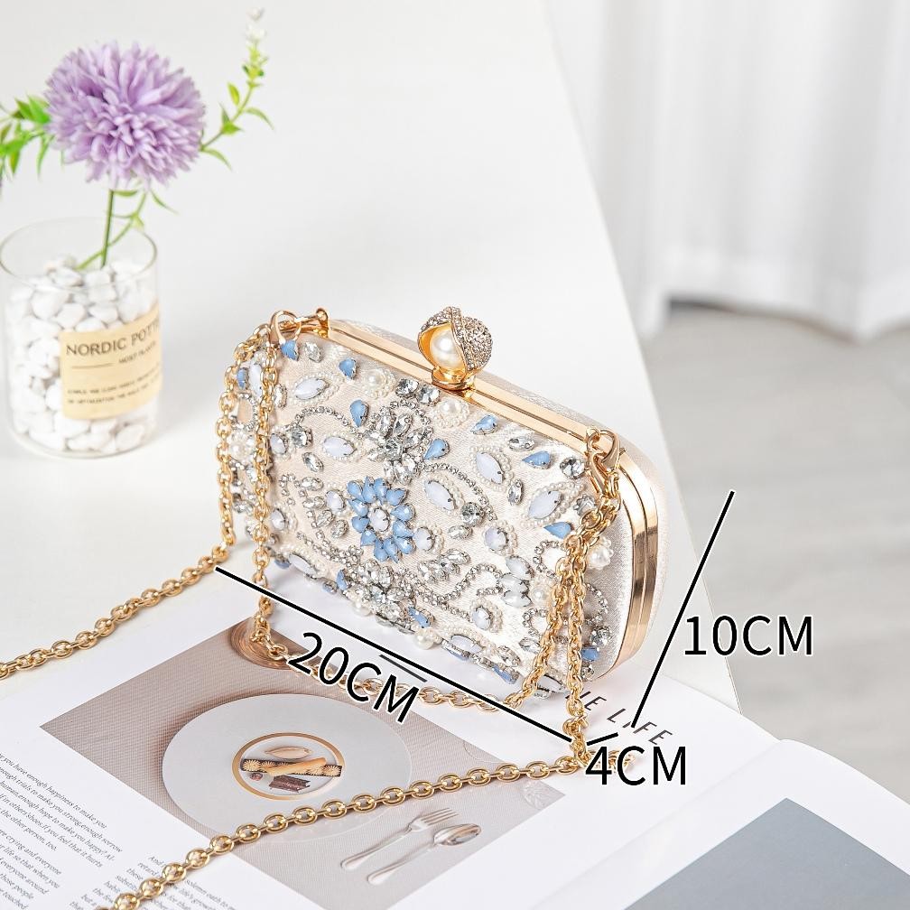 Tas Kondangan Wanita Import / Clutch Dmopet Pesta Unik Mewah Elegan / Tas Tangan Kulit Perak Dengan 