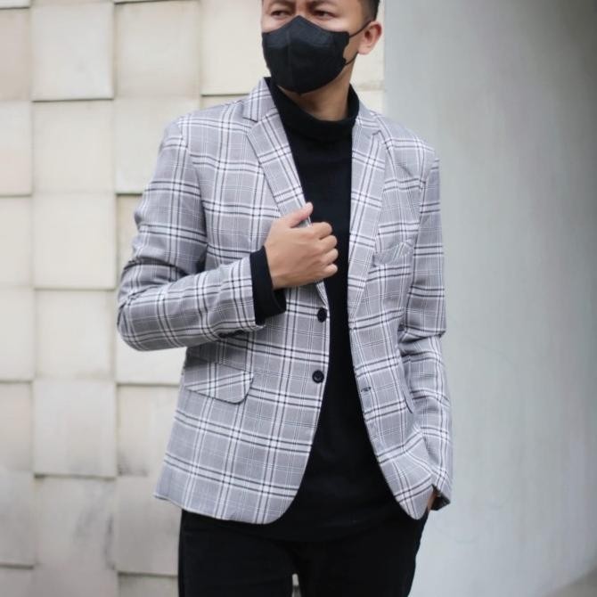 (Expert) JAS BLAZER PRIA MOTIF KOTAK-KOTAK/BAJU JAS BLAZZER CASUAL SLIMFIT PRIA