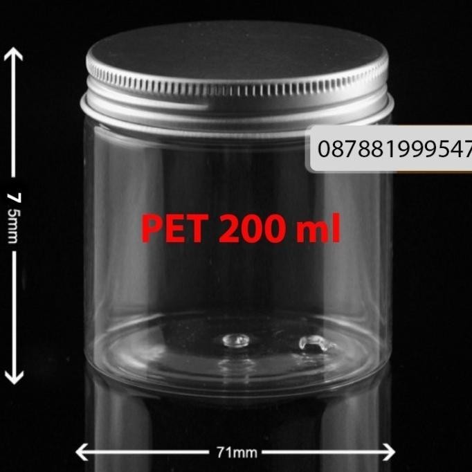 (Expert) toples jar botol plastik 200 ml pet tutup alumunium