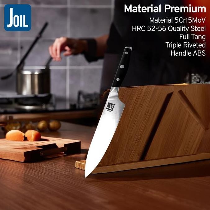 (Expert) Joil Pisau Dapur Utility Knife Baja 15 cm Stainless Steel Full Tang Ketajaman Tahan Lama Ki