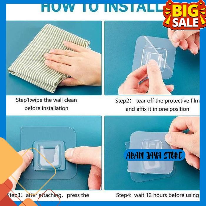 

STIKER TEMPELAN 2 SISI GANTUNGAN TEMPEL HOOK KAIT PAKU 1 SET PASANG +- BEST SELLER