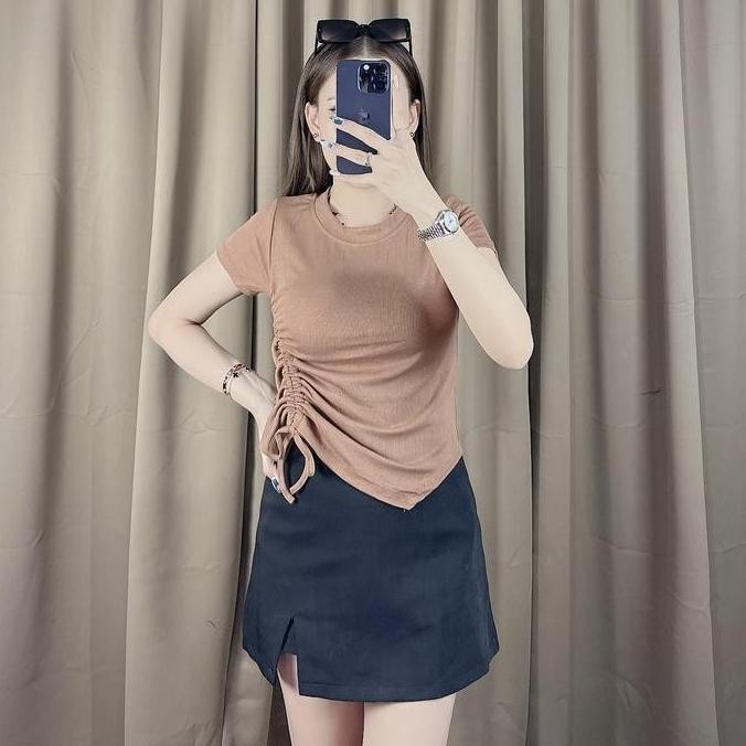 (Expert) Scrunch rib top | atasan rib kerut