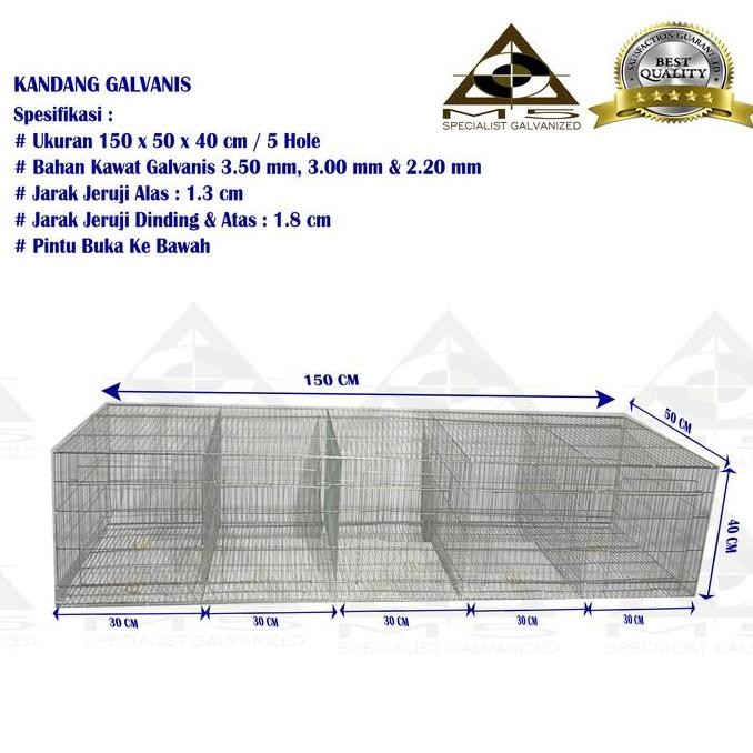 Kandang Kelinci Galvanis - Pembesaran/Growher 150.50.40/5 Hole Co