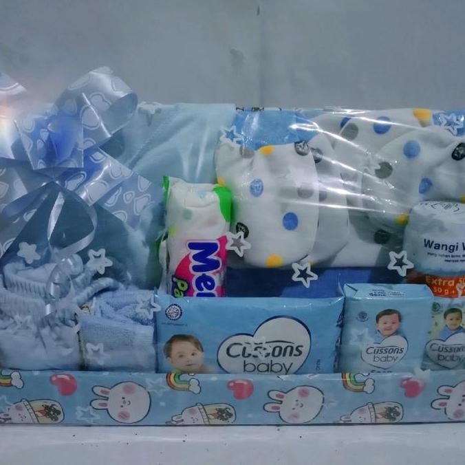 Tersedia kado BAYI Parsel Bayi Set Box Baju Bayi Laki Laki Perempuan Murah Lengkap Hempers Baby  Cus