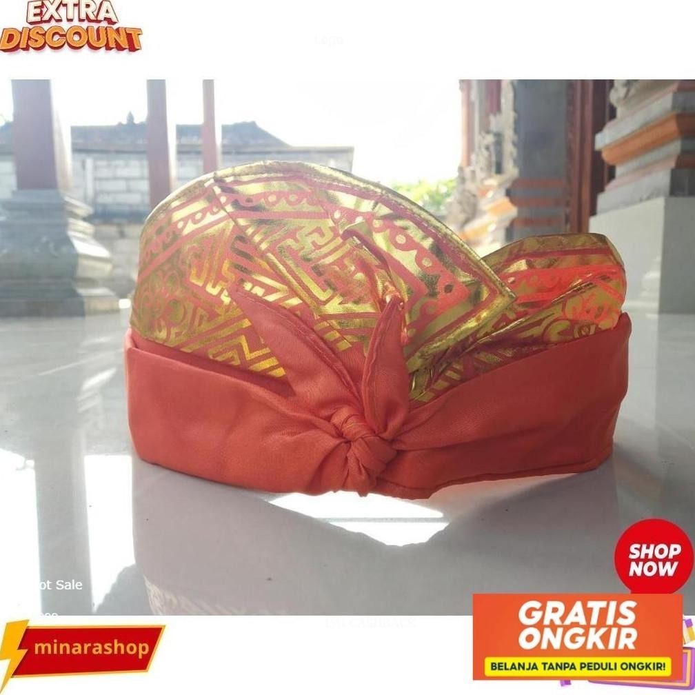 Udeng Prada Jadi Langsung Pakai Warna Warni Hitam Putih Merah Kuning Biru Pakaian Adat Souvenir Bali