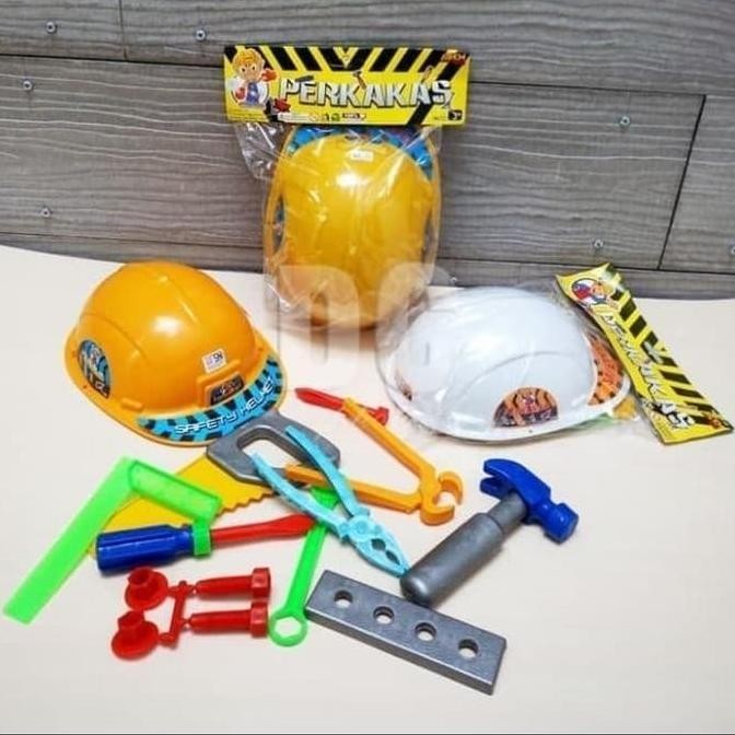 ready Tool Set with Helm / mainan perlengkapan alat bangunan