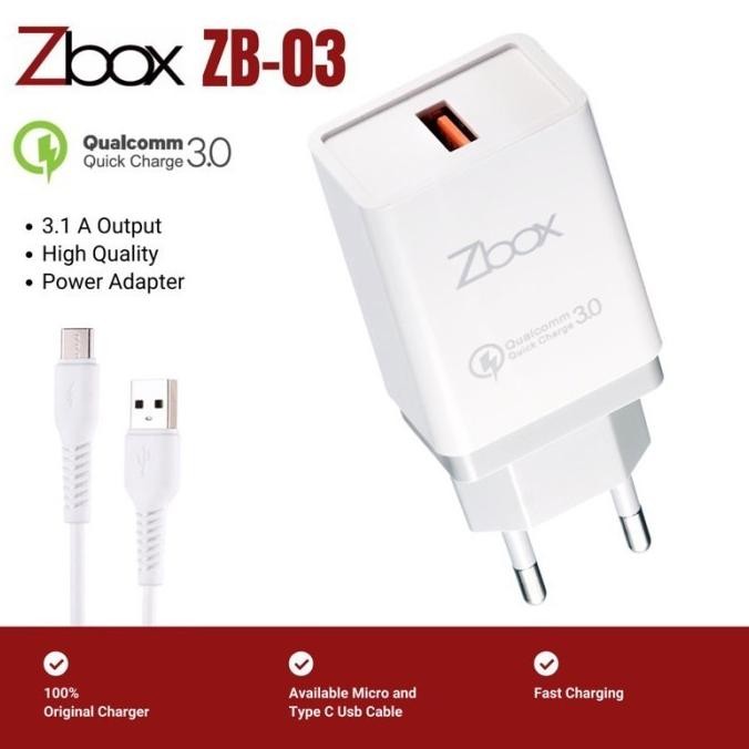 (Expert) Zbox ZB-03 Charger 3A with micro/type-C USB Fast Charging Qualcomm