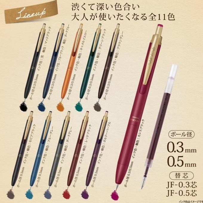 

NEW Zebra Sarasa Grand 0.3 0.5 mm Gel Pen Vintage Color PJJ57 PJJH57
