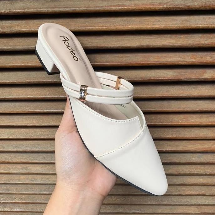 Tersedia Sandal Wanita FLADEO Mules Heels 3cm Sendal Cewek Shoes