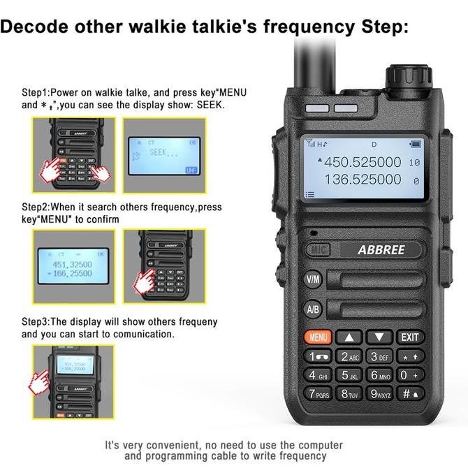 Grosir Ht Abbree Ar-F5 Walkie Talkie Full Band 128Ch Wireless Copy Frequency