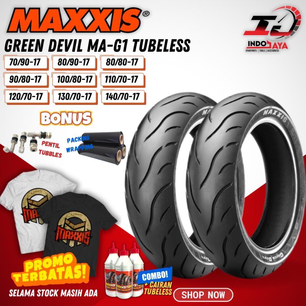 Promoo Mei (FREE PENTIL + WRAPPING) BAN MAXXIS GREEN DEVIL ( 70/90 - 80/90 - 80/80 - 90/80 - 100/80 