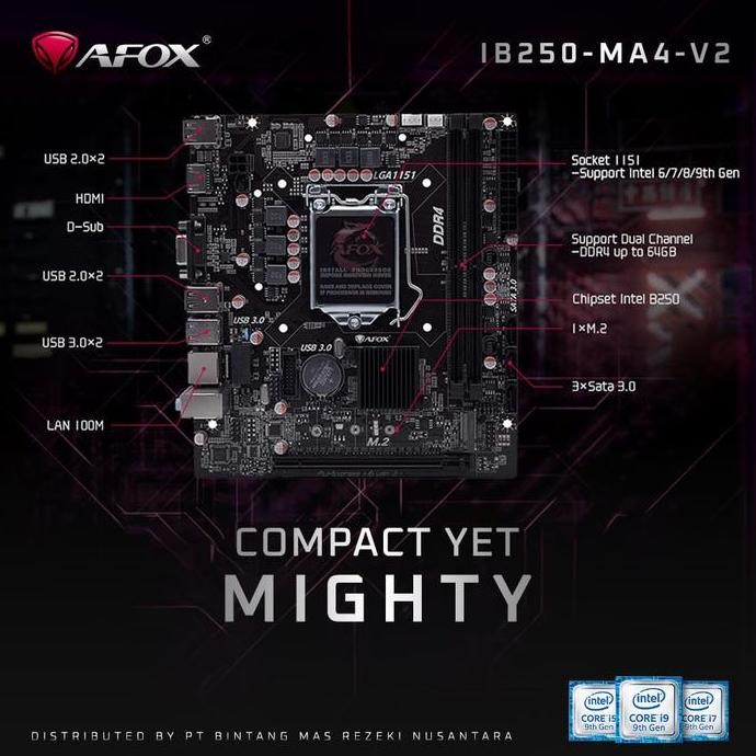 TERLARIS - MOTHERBOARD AFOX B250 MA4-V2 LGA 1151 GEN 6-9