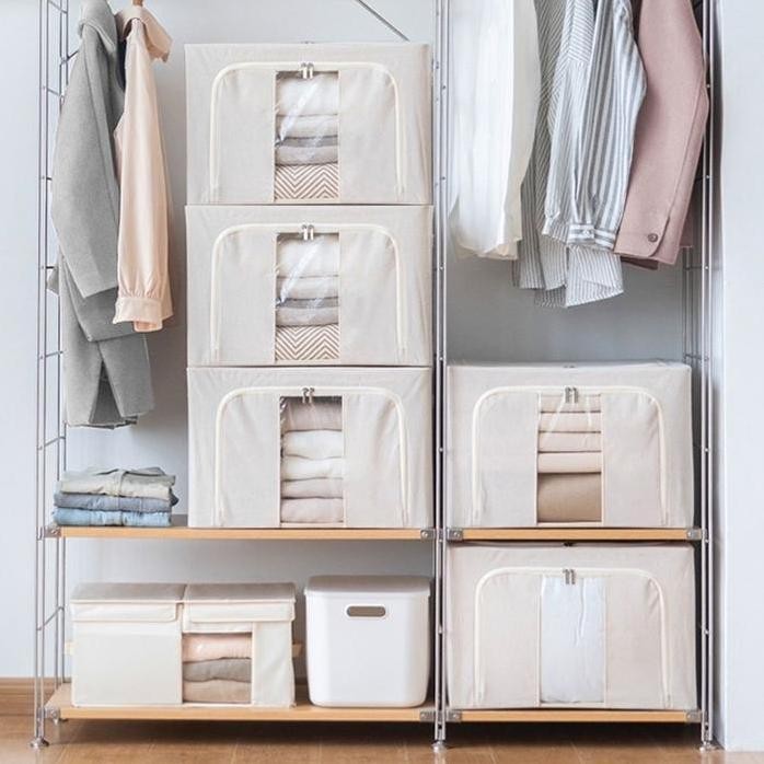 

Terlaris U-Living Storage Kotak Penyimpanan Pakaian Selimut Tempat Organizer Lipat Rangka Baja Bingkai Jendela Transparan Anti Debu Sto021