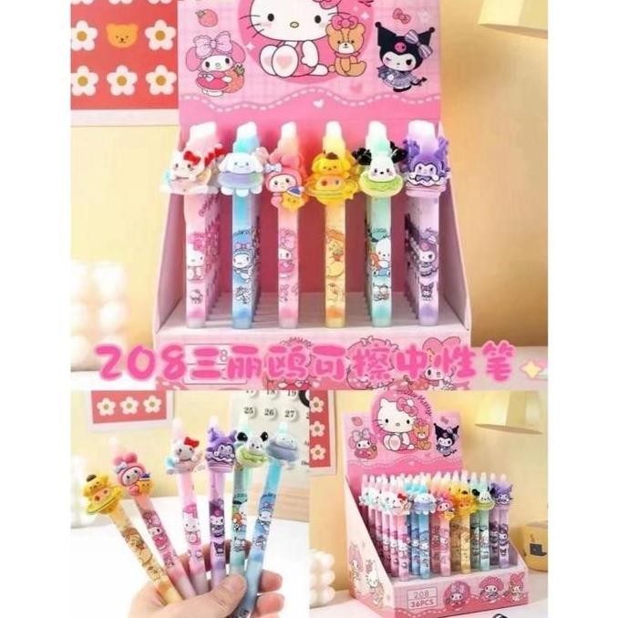

BEBAS ONGKIR - BACA DESKRIPSI!! (48pc) GROSIR PEN GEL model CETEK KLIK SANRIO MELODY CINNAMOROLL KUROMI POMPOMPURIN PENA