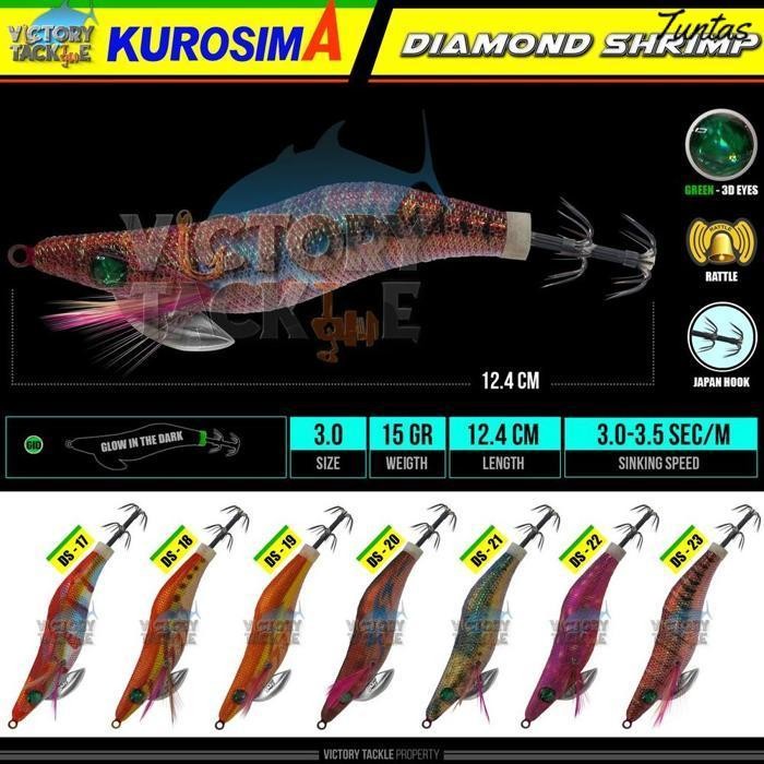 Promo Umpan Pancing Squid Jig Kurosima Diamond Shrimp Size 3.0 Ds17 - Ds23