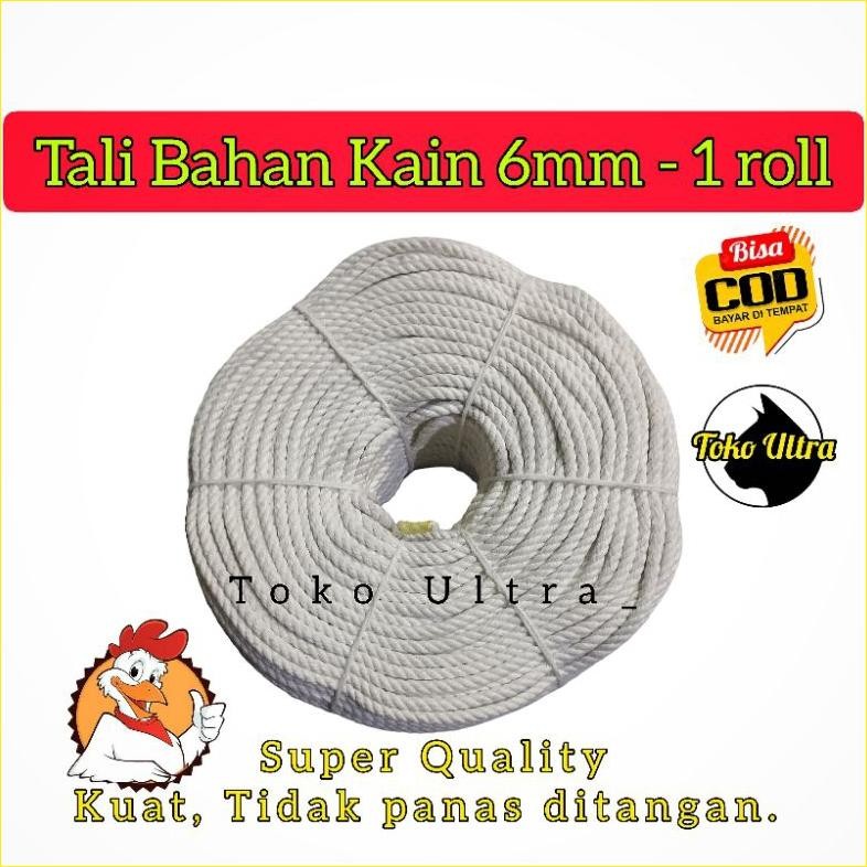 TALI BAHAN KAIN 6MM 1 ROLL / TALI 6MM KURALON / TALI IKAT SERBAGUNA / TALI TAMBANG 6MM / TALI KATUN 