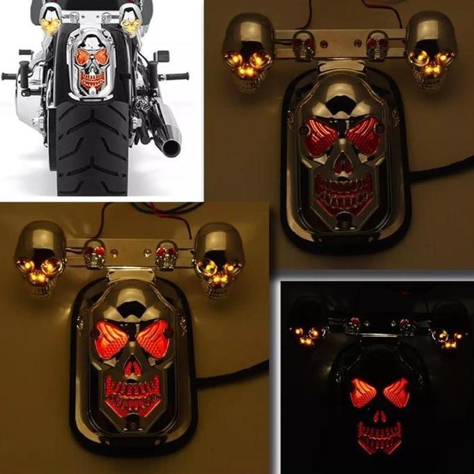 Harley Lampu belakang Motor Tengkorak
