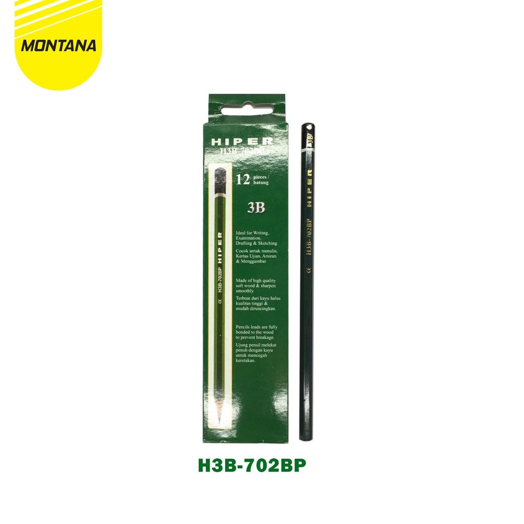 

MONTANA HIPER PENSIL 3B 12 PCS PENCIL ALAT TULIS SEKOLAH DAN KANTOR H3B-703BP